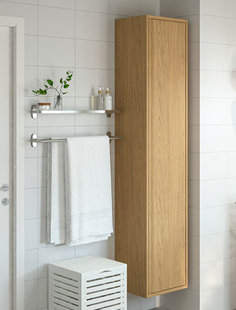 The ÄNGSJÖN high cabinet in oak effect.