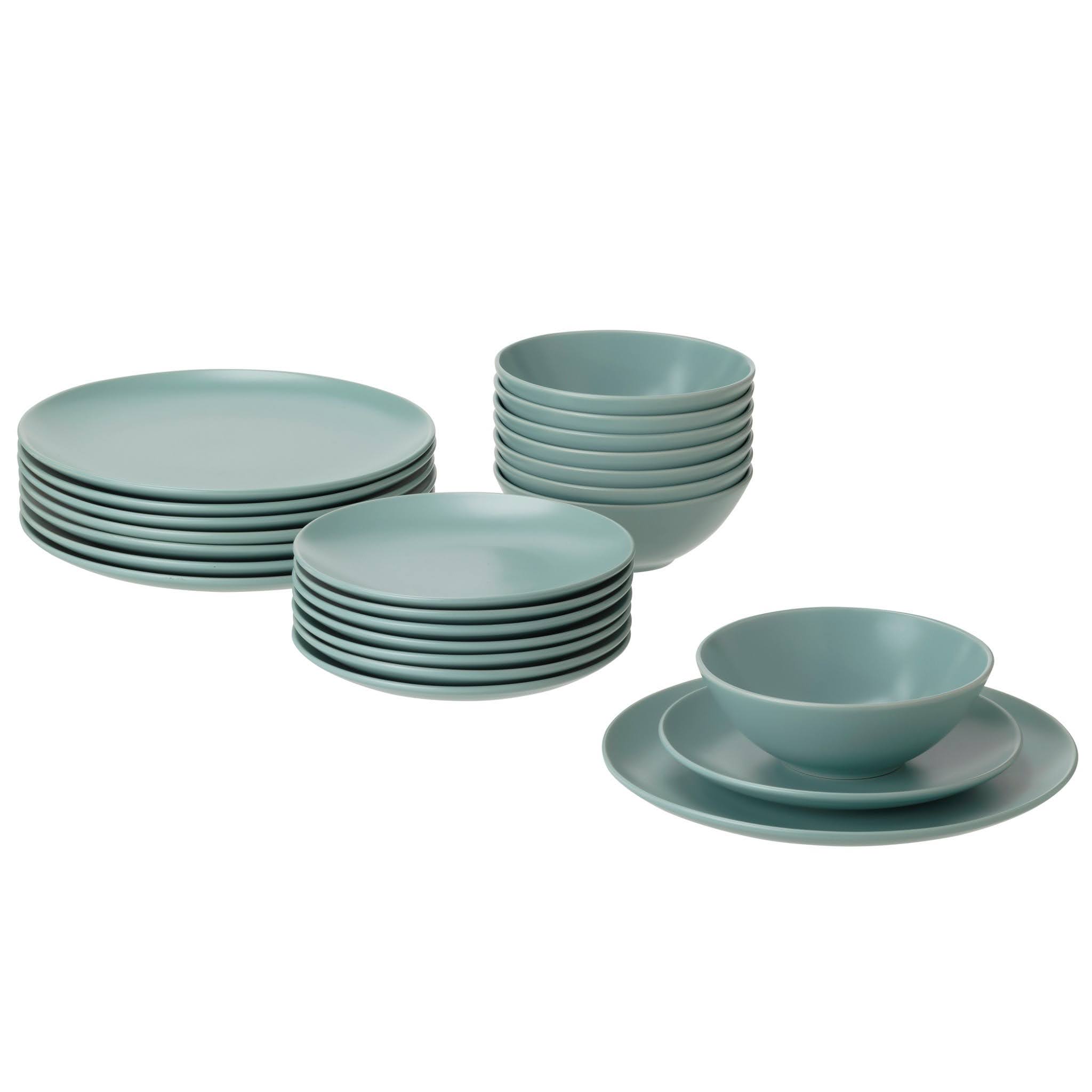 FÄRGKLAR 18-piece dinnerware set, matte light turquoise