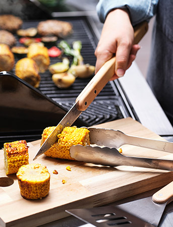 GRILLTIDER 3-piece barbecue tools set, stainless steel/beech
