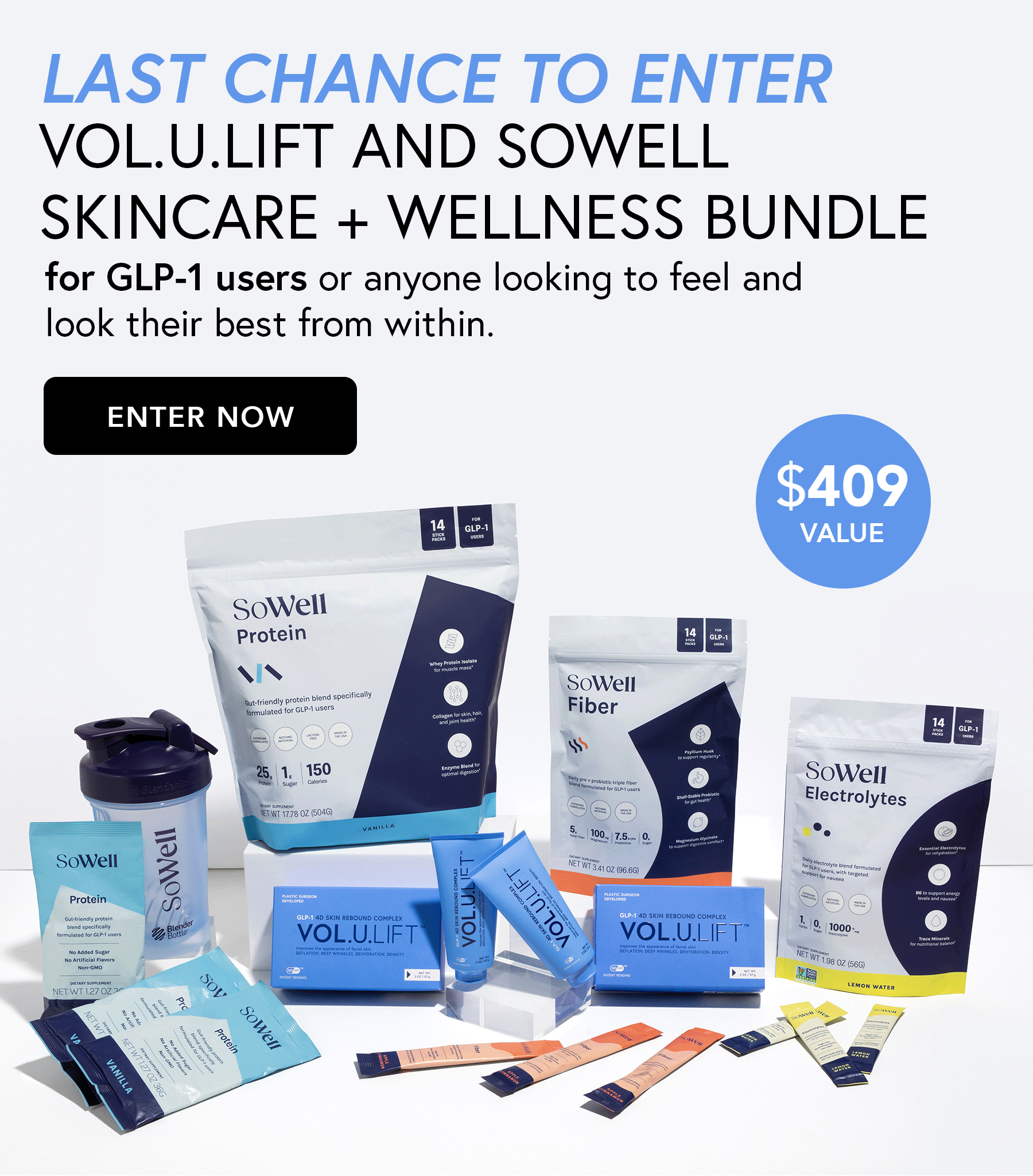 Last chance to enter Vol.U.LIFT and SOWELL skincare + Wellness Bundle