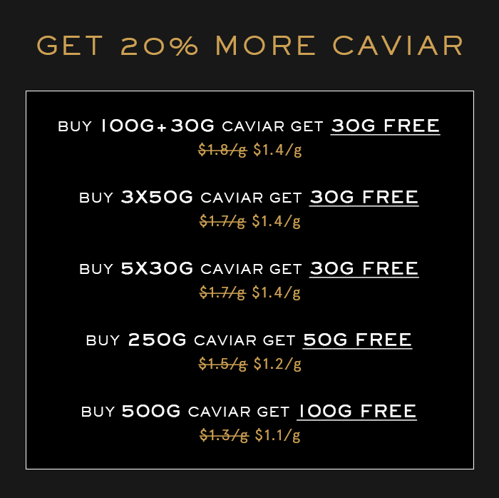 Get 20% MORE caviar