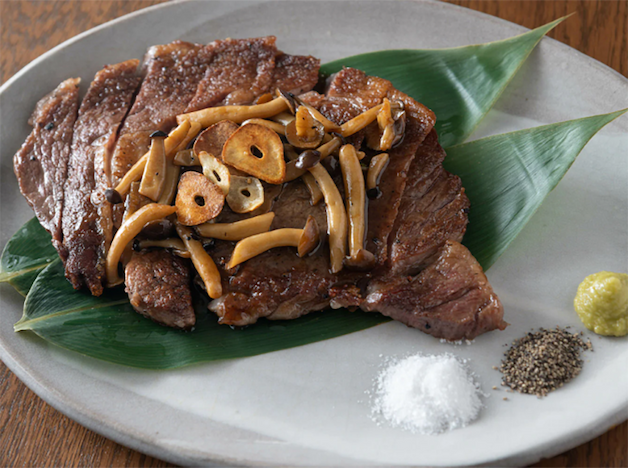 Seared A5 Wagyu with mushrooms