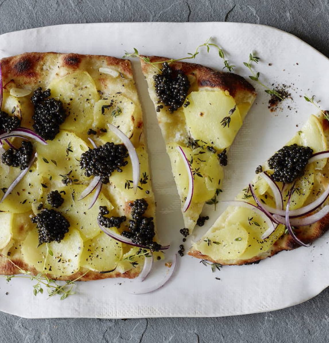 Potato & Caviar flatbread