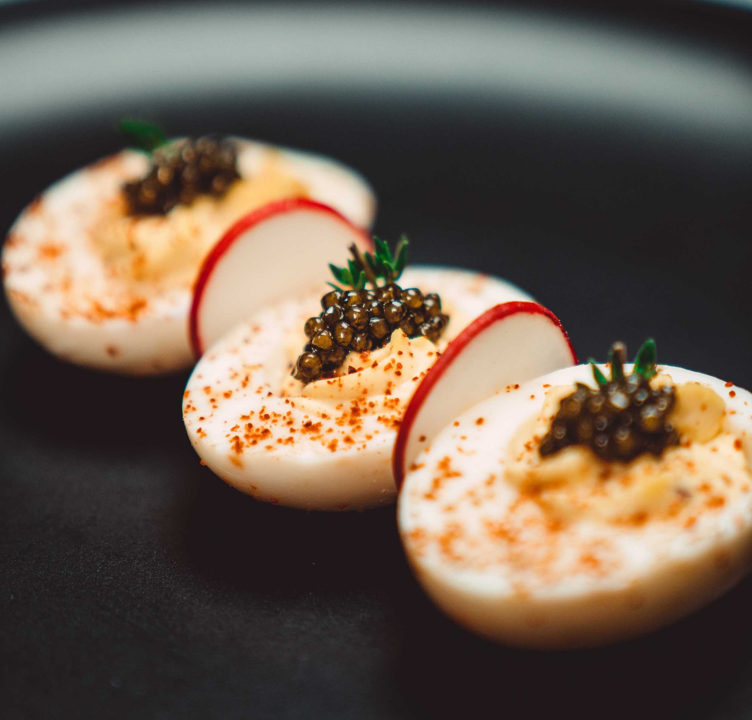 Caviar deviled eggs