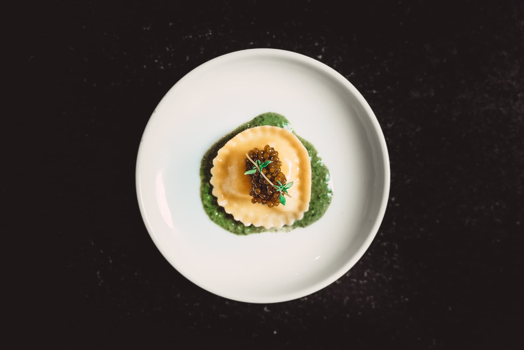 Caviar topped deviled eggs