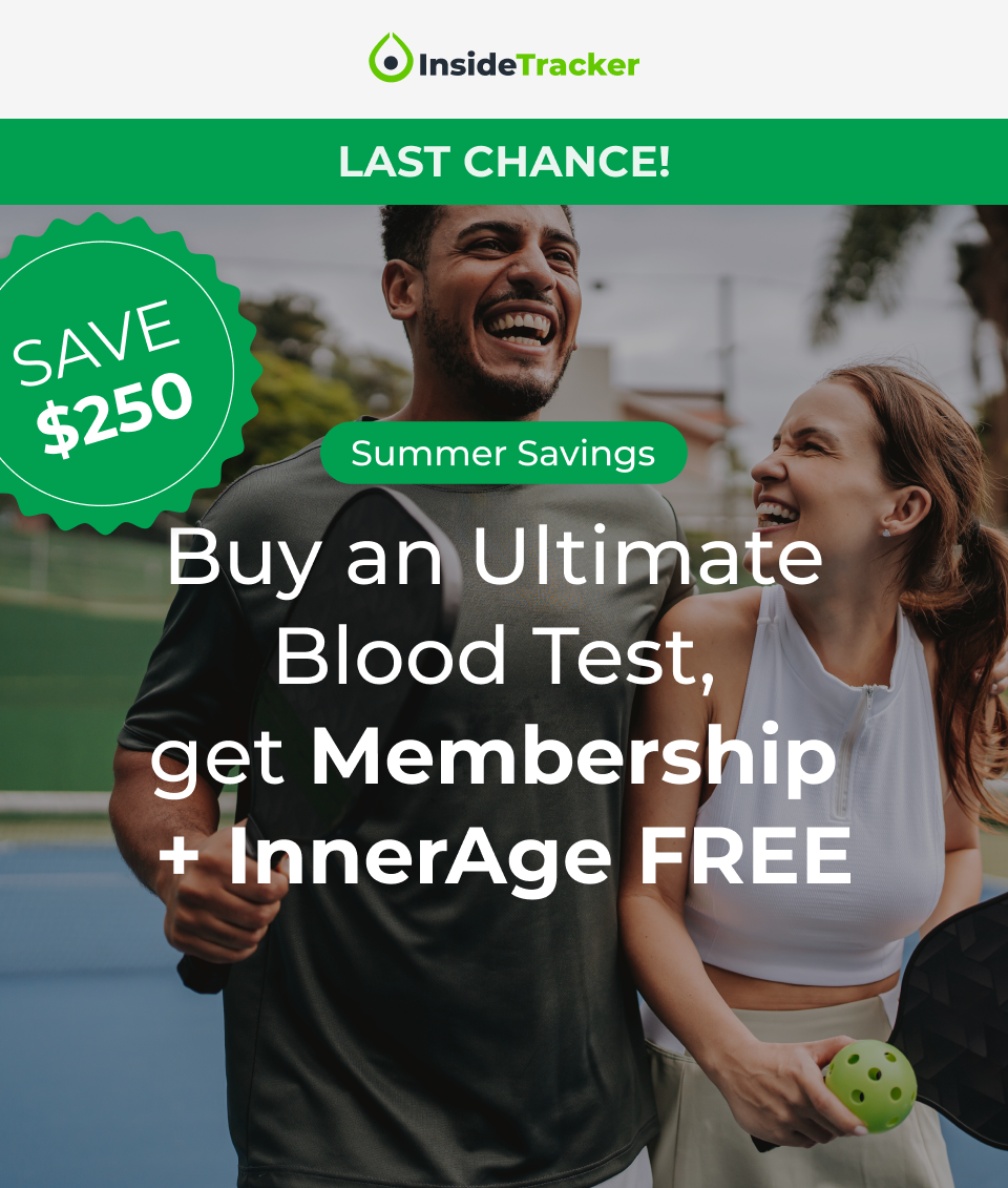 ENDS TONIGHT! Summer Savings Buy an Ultimate  Blood Test,  get Membership  + InnerAge FREE Score major savings to last you all summer! Add “Membership + Ultimate Test” to your cart. Click “Add InnerAge analysis to each retest” at checkout. (You can find this directly under Ultimate) Apply code SUMMERSAVINGS to take $250 off! Shop now