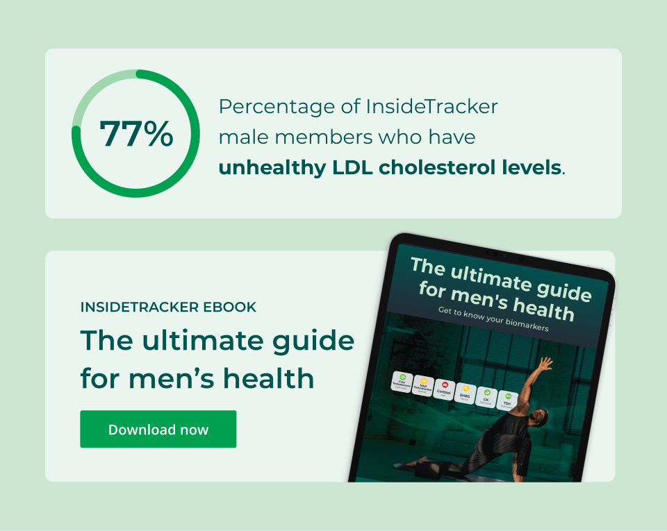 77% of male InsideTracker members have unhealthy LDL cholesterol levels. Download our FREE ebook "The ultimate guide for men's health" Click here to download now.