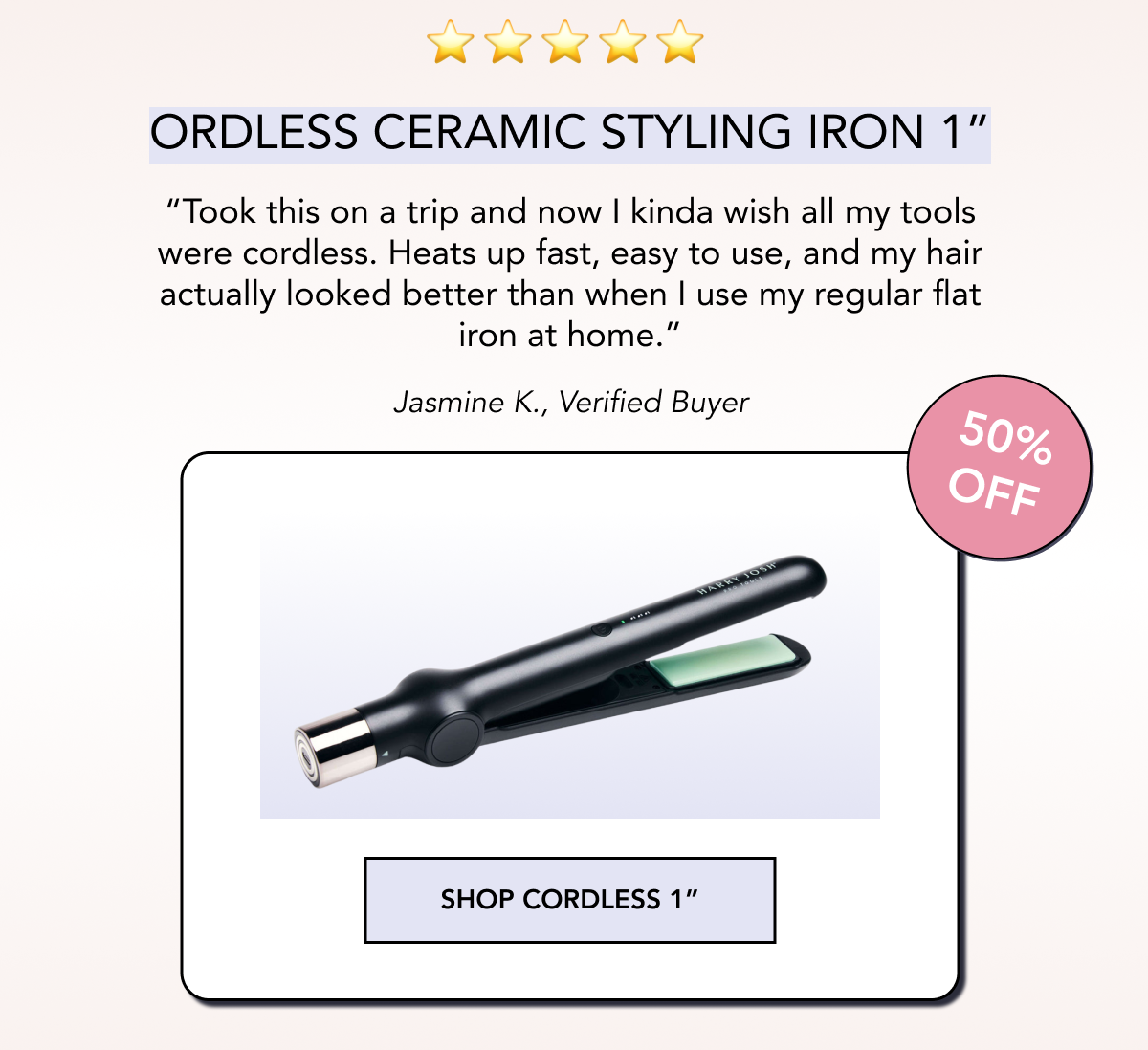Cordless Ceramic Styling Iron 1 Inch