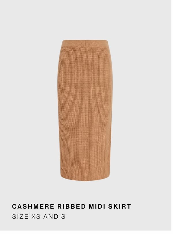 Cashmere Ribbed Midi Skirt