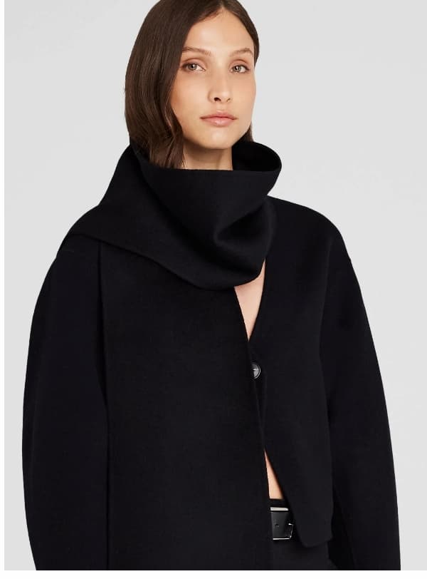 Double-Faced Cropped Scarf Jacket