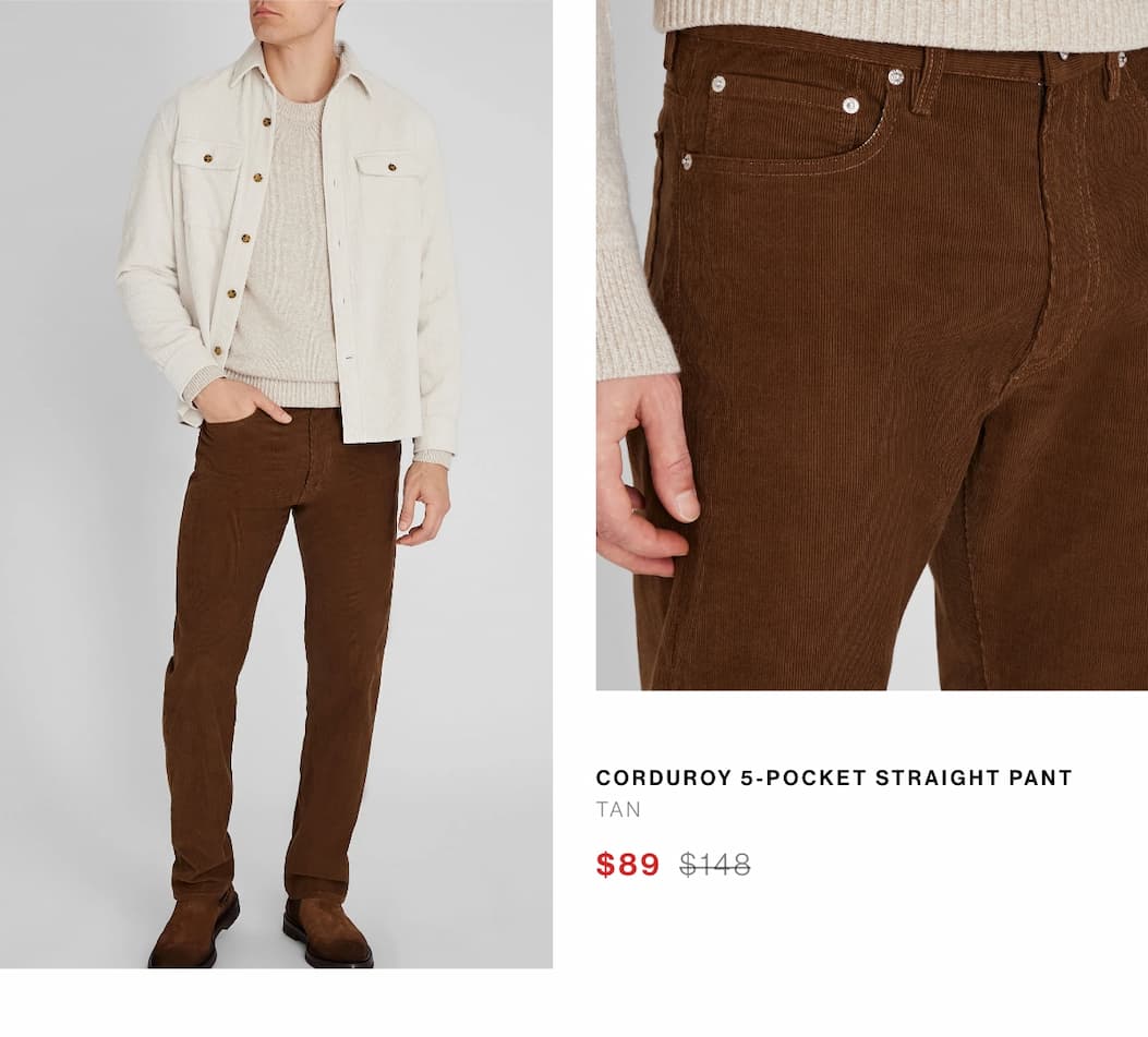 Corduroy 5-Pocket Straight Pant