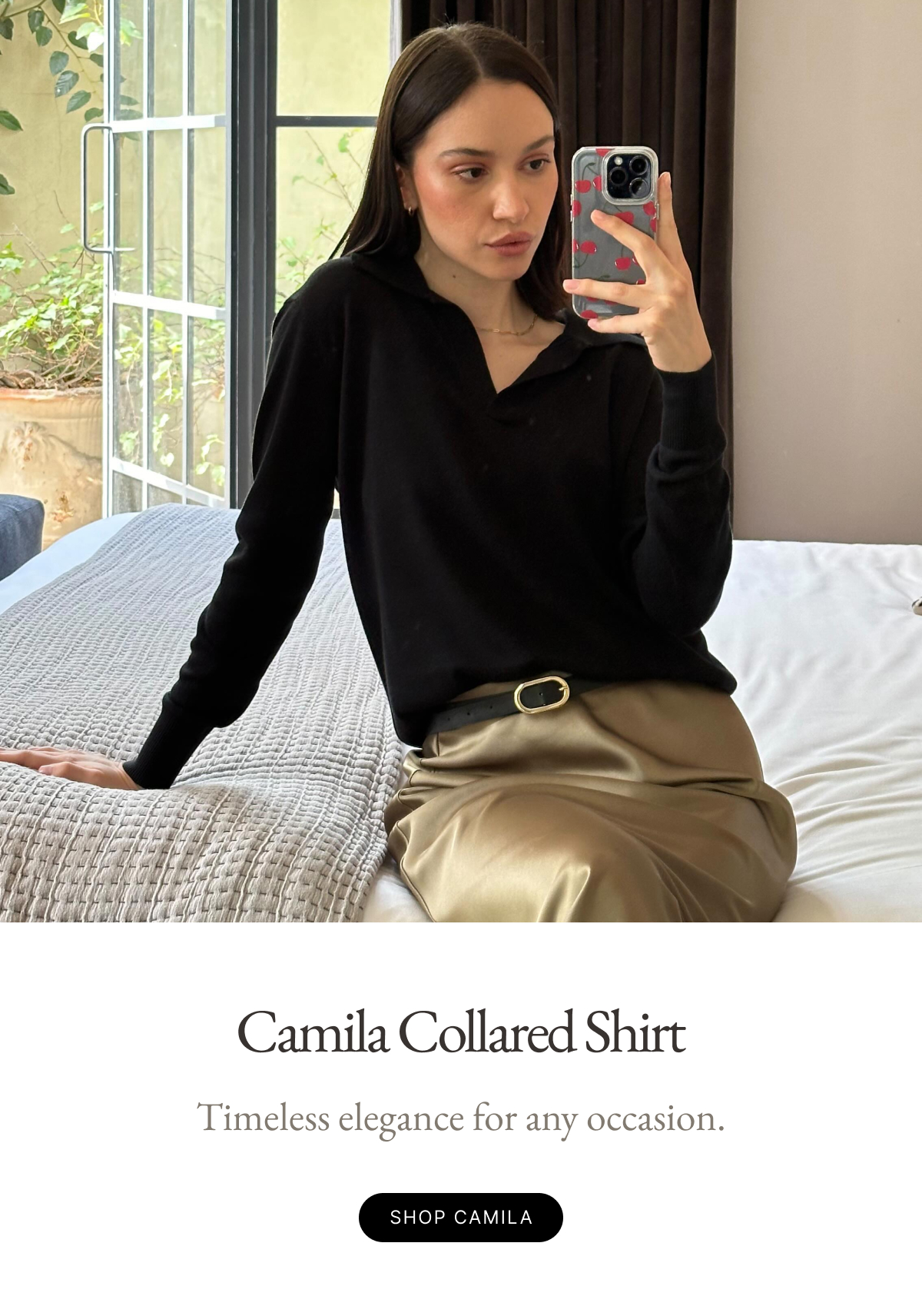 Camila Airy Cashmere Collared Sweater