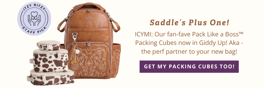 Saddle's Plus One! ICYMI: Our fan-fave Pack Like a Boss™ Packing Cubes now in Giddy Up! Aka - the perf partner to your new bag!