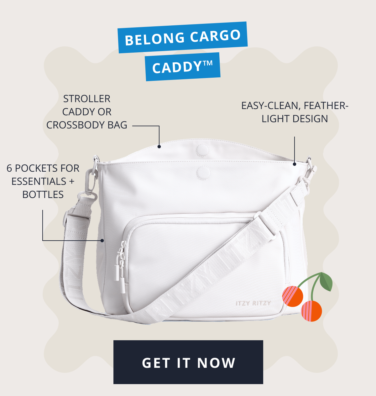 Belong Cargo Caddy™ | Stroller caddy or crossbody bag | Easy-clean, feather-light design | 6 pockets for essentials + bottles [ GET IT NOW ]