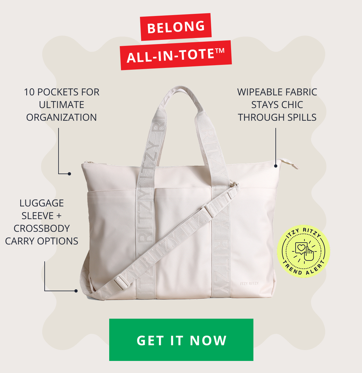 Belong All-in-Tote™ | 10 pockets for ultimate organization - Wipeable fabric stays chic through spills - Luggage sleeve + crossbody carry options [ GET IT NOW ]