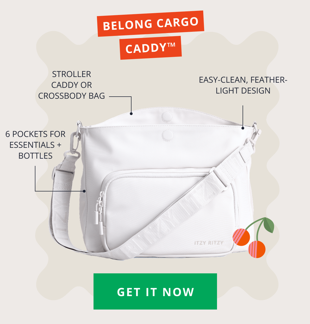 BELONG CARGO CADDY™ - Stroller caddy or crossbody bag - 6 pockets for essentials + bottles -  Easy-clean, feather-light design [ GET IT NOW ] 