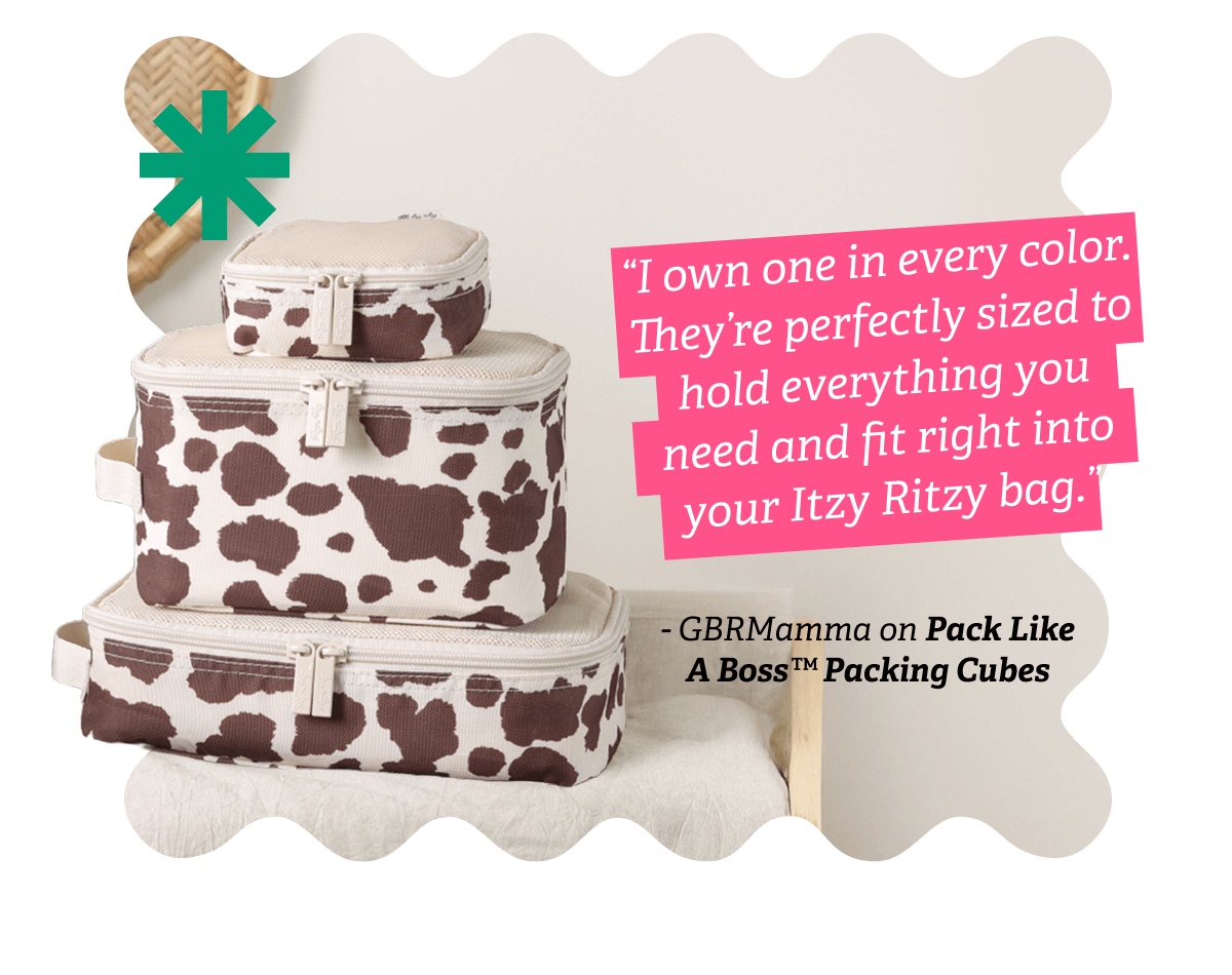 “I own one in every color. They’re perfectly sized to hold everything you need and fit right into your Itzy Ritzy bag.” — GBRMamma on Pack Like A Boss™ Packing Cubes