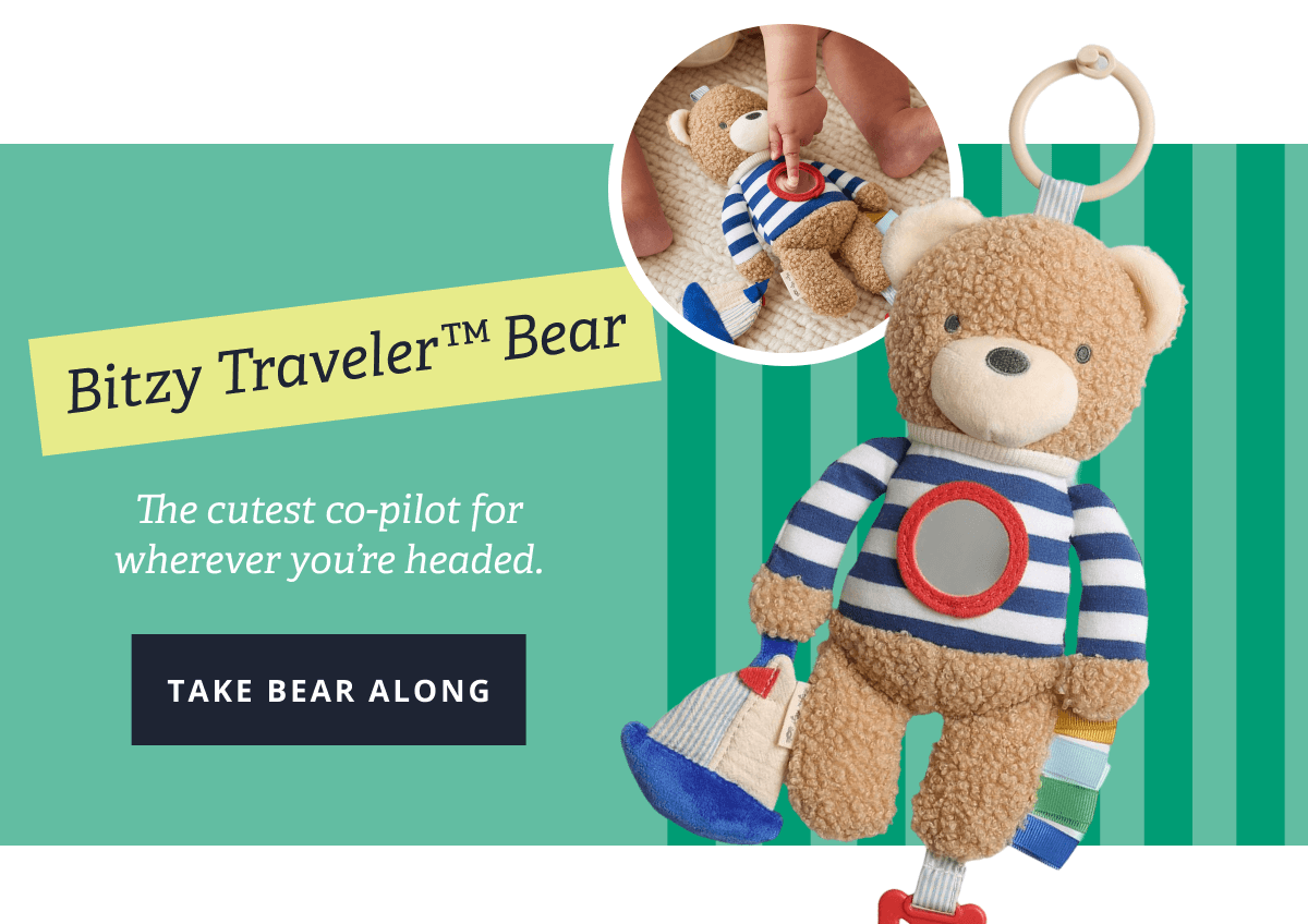 Bitzy Traveler™ Bear - The cutest co-pilot for wherever you’re headed. [ Take Bear along ]