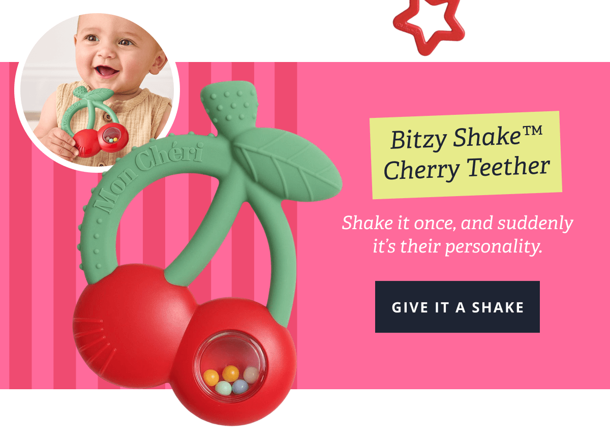 Bitzy Shake™ Cherry Teether - Shake it once, and suddenly it’s their personality. [ Give it a shake ]