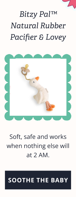 Bitzy Pal™ Natural Rubber Pacifier & Lovey | Soft, safe and works when nothing else will at 2 AM. [ SOOTHE THE BABY ]