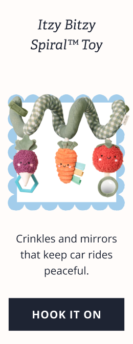 Itzy Bitzy Spiral™ Toy | Crinkles and mirrors that keep car rides peaceful. [ HOOK IT ON ]