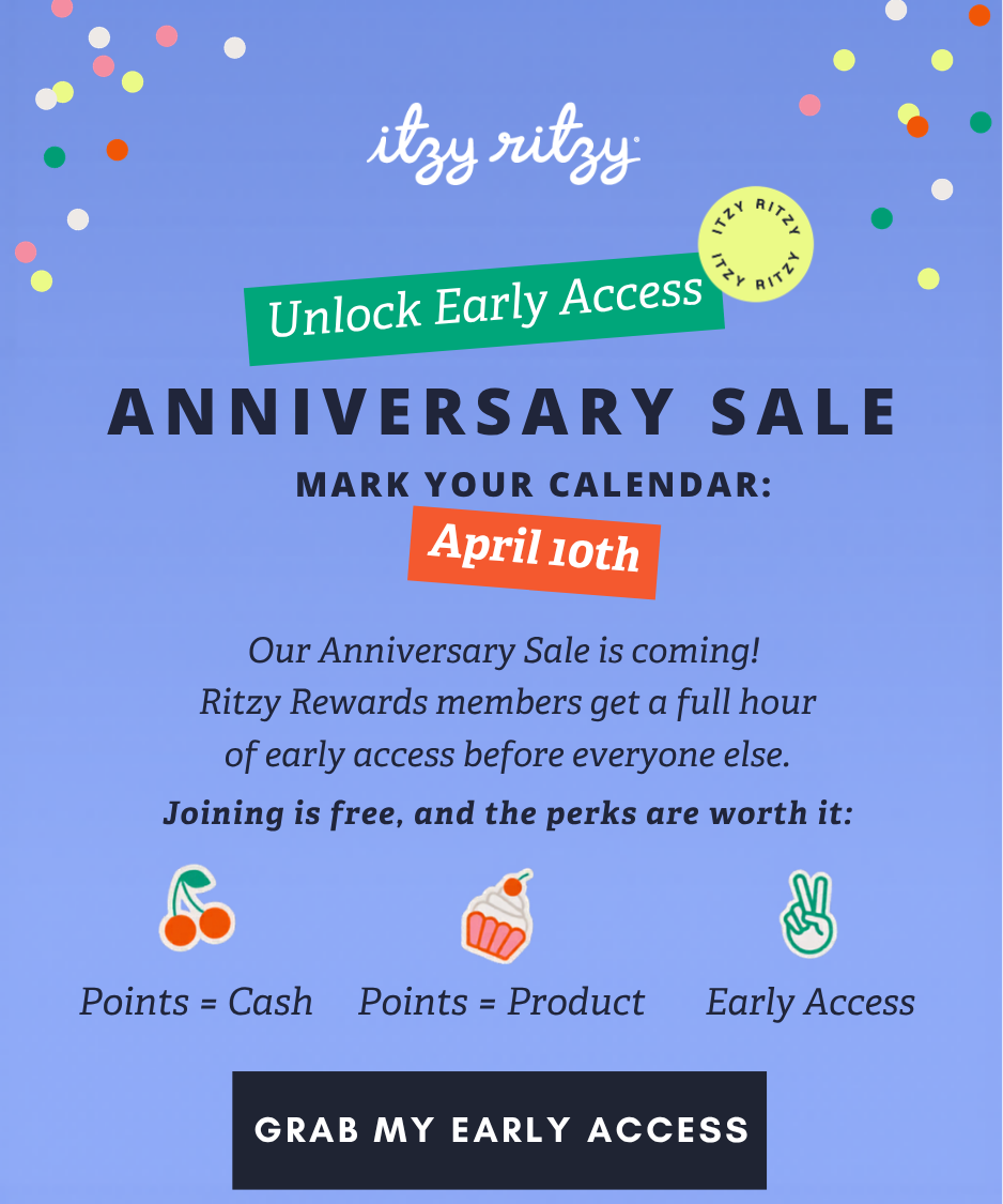 Unlock Early Access Anniversary Sale | Mark your calendar: April 10th | Ritzy Rewards members get a full hour of early access before everyone else. Joining is free, and the perks are worth it: Points = Cash | Points = Product | Free Shipping For orders $150+ [ GRAB MY EARLY ACCESS ]