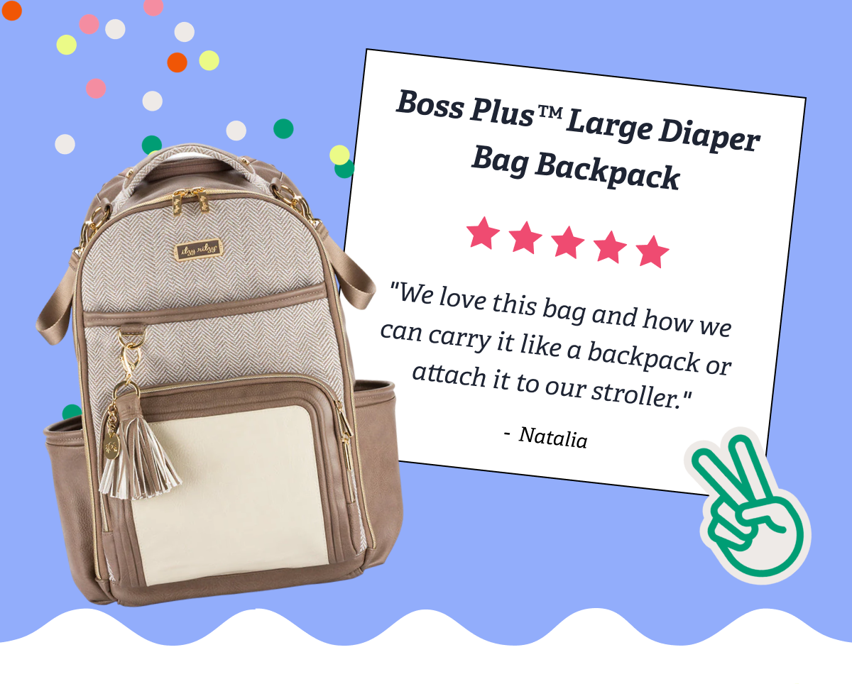 Boss Plus™ Large Diaper Bag Backpack "We love this bag and how we can carry it like a backpack or attach it to our stroller." — Natalia ⭐⭐⭐⭐⭐