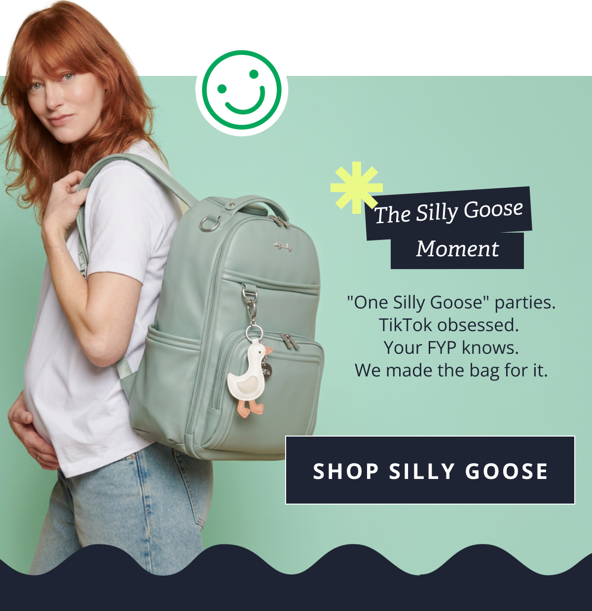 The Silly Goose Moment | "One Silly Goose" parties. TikTok obsessed.  Your FYP knows. We made the bag for it. [ SHOP SILLY GOOSE ]