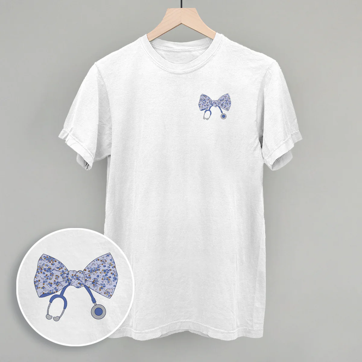 Image of Stethoscope Floral Bow (Left Chest)