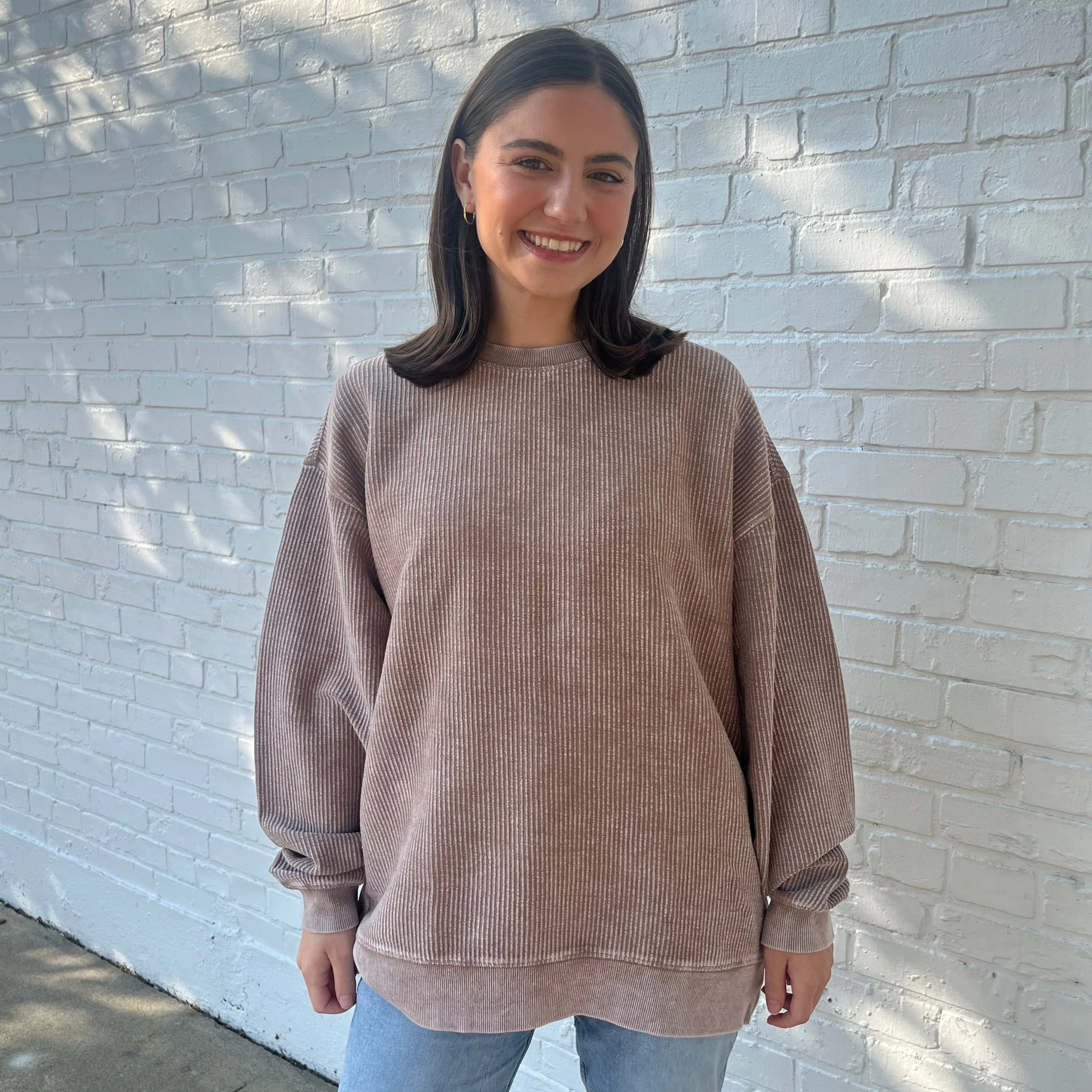Image of Pine Bark Oversized Corded Crew