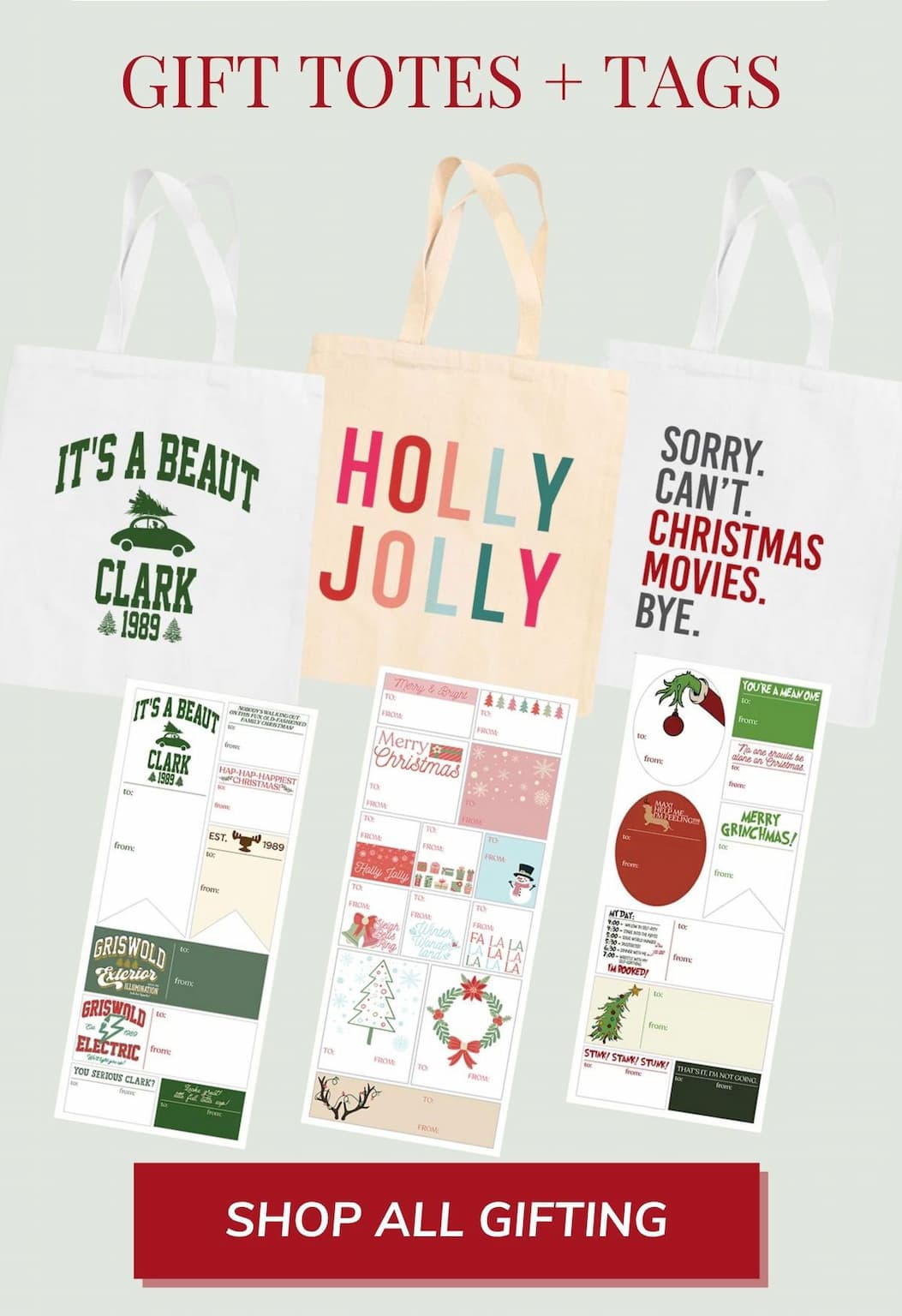 gift totes + tags