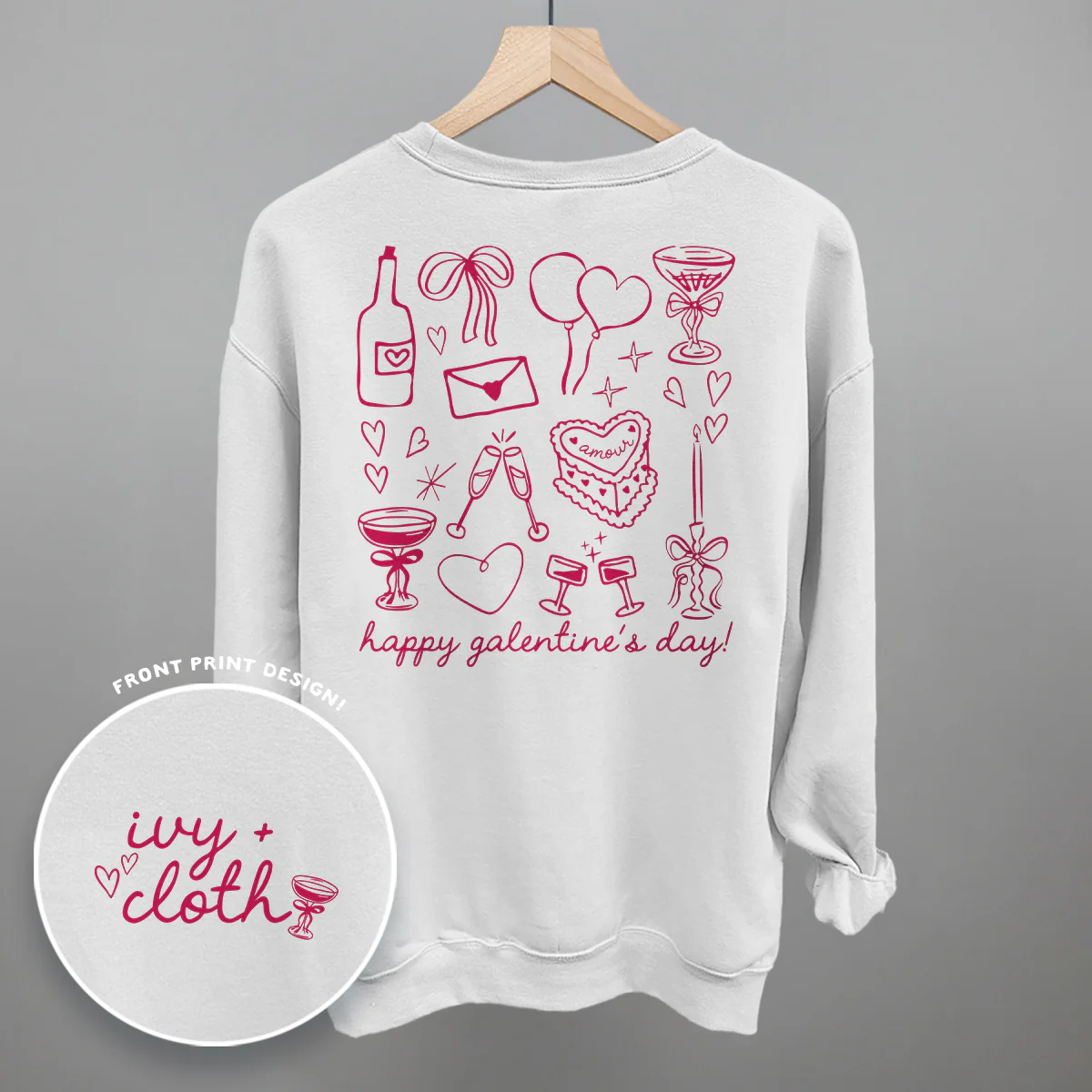 Image of Galentine's Pink Doodles (Back Print)