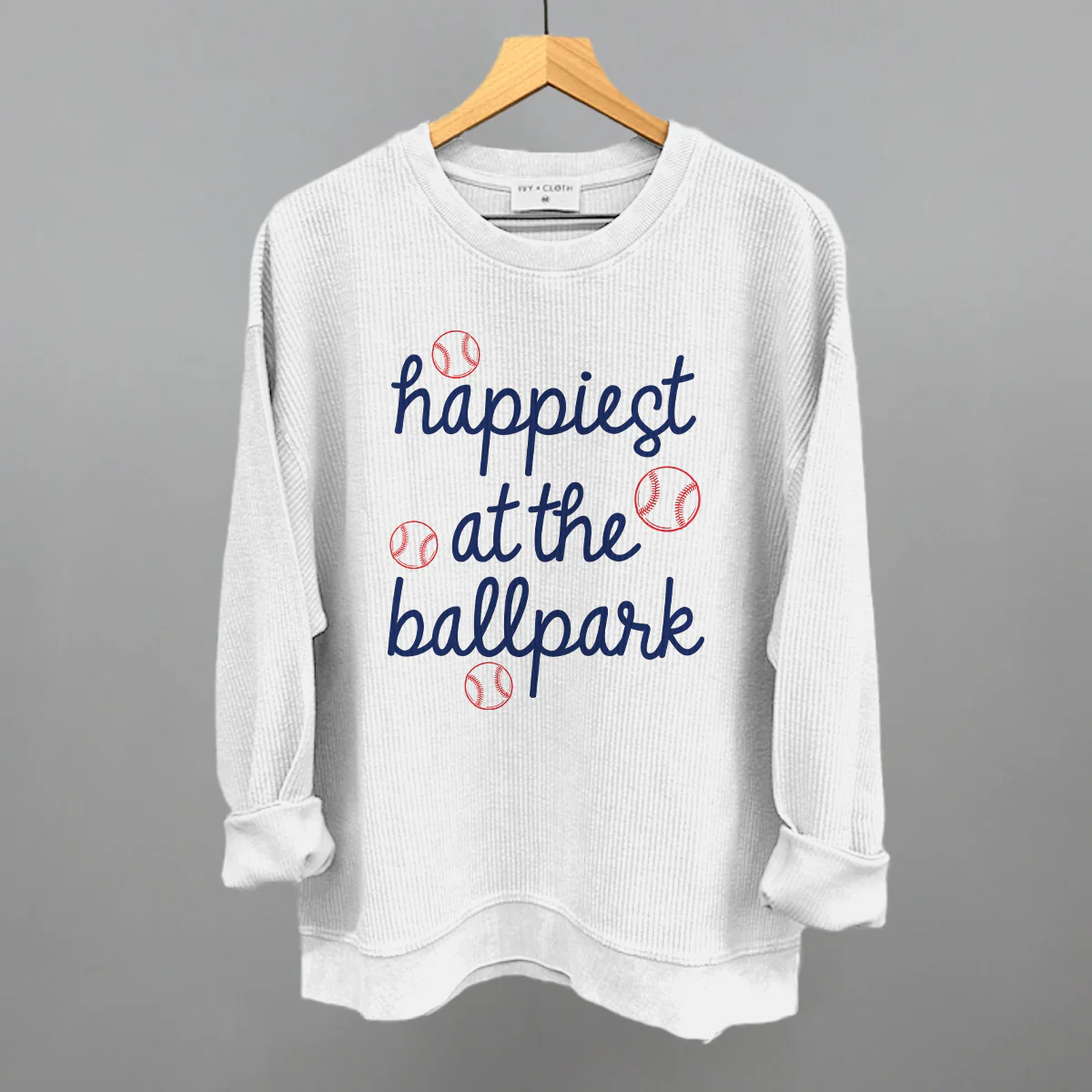Image of Happiest At The Ballpark Navy Script
