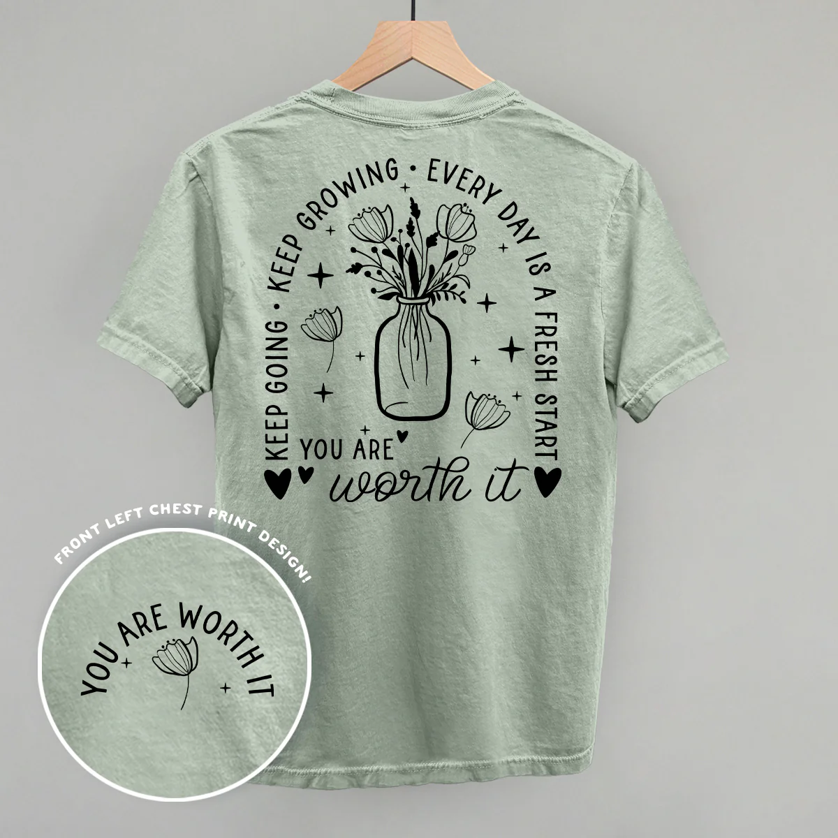 Image of You Are Worth It Black Floral (Back Print)