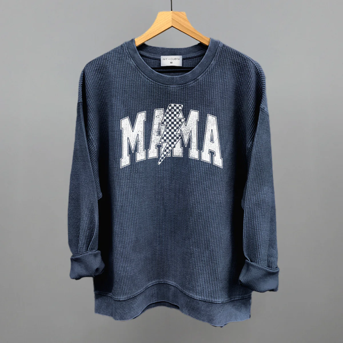 Image of Mama Checkered Lightning Bolt Distressed