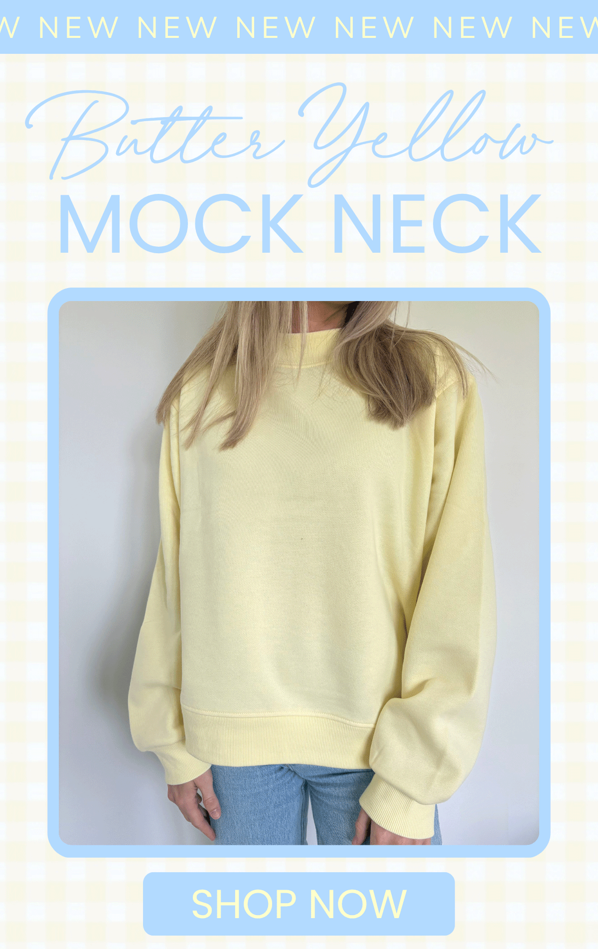 Butter Yellow Fleece Mockneck Blank