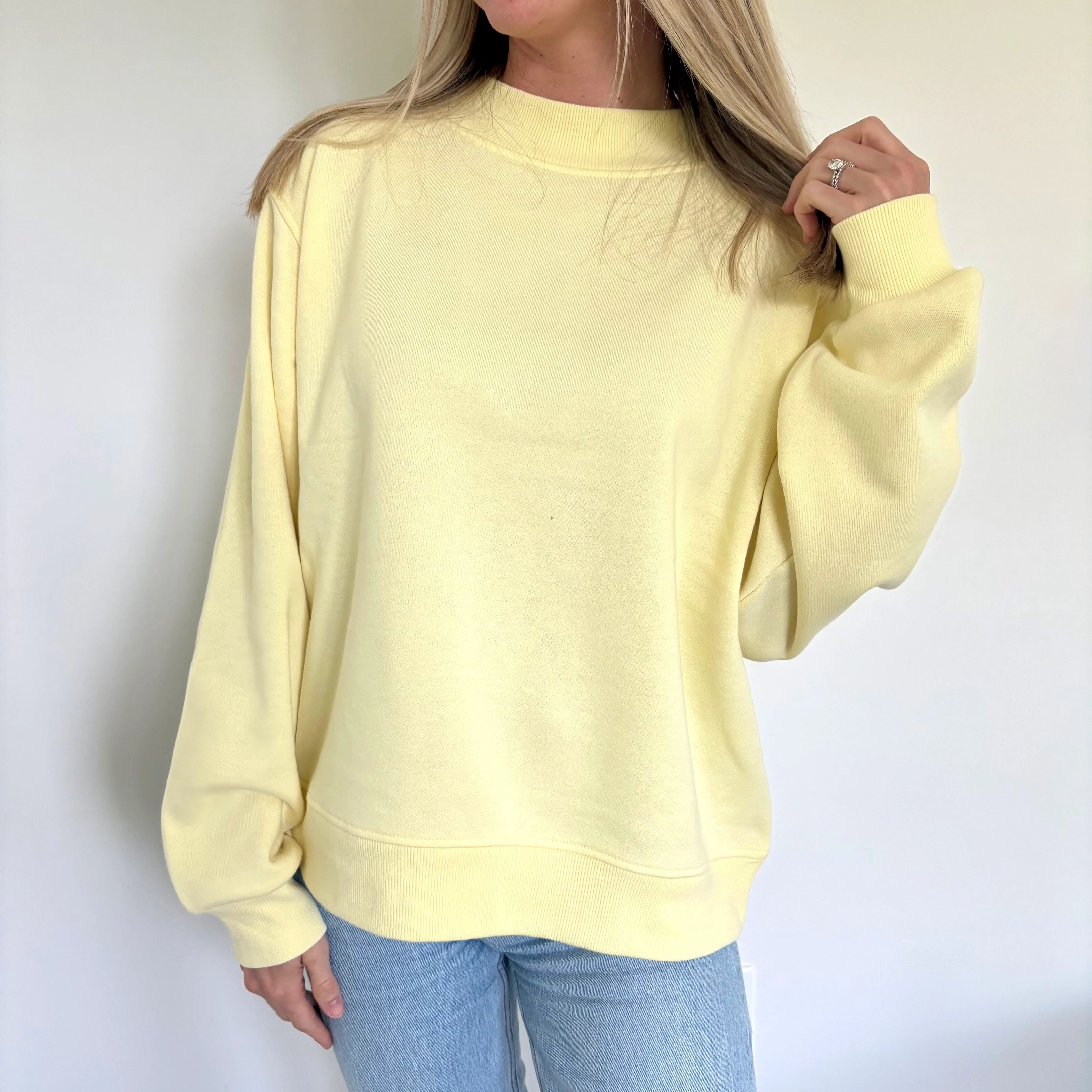 Image of Butter Yellow Oversized Fleece Mockneck