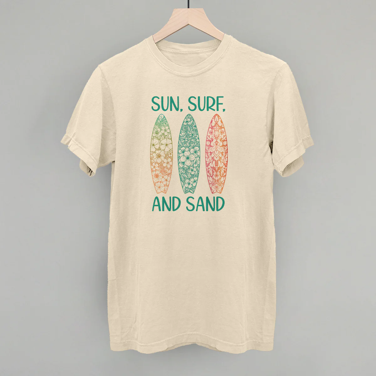 Image of Sun, Surf, And Sand Colorful Surfboards