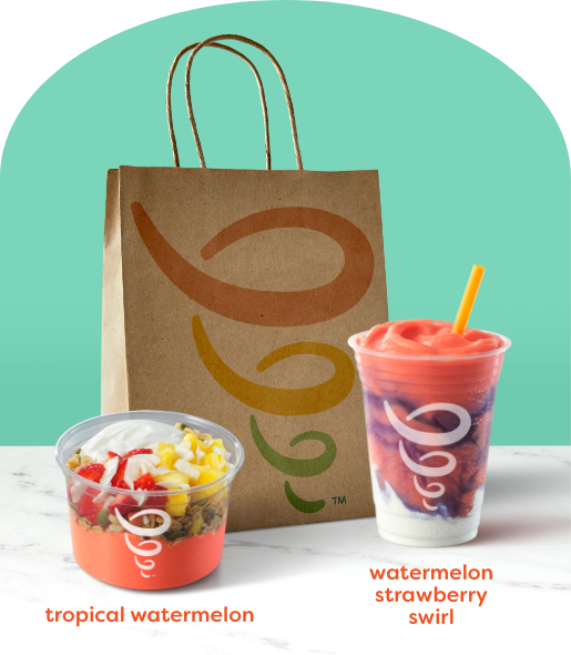 Delivery bag and watermelon bowl & smoothie