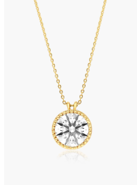 14K Yellow Gold Milgrain Bezel Diamond Pendant 