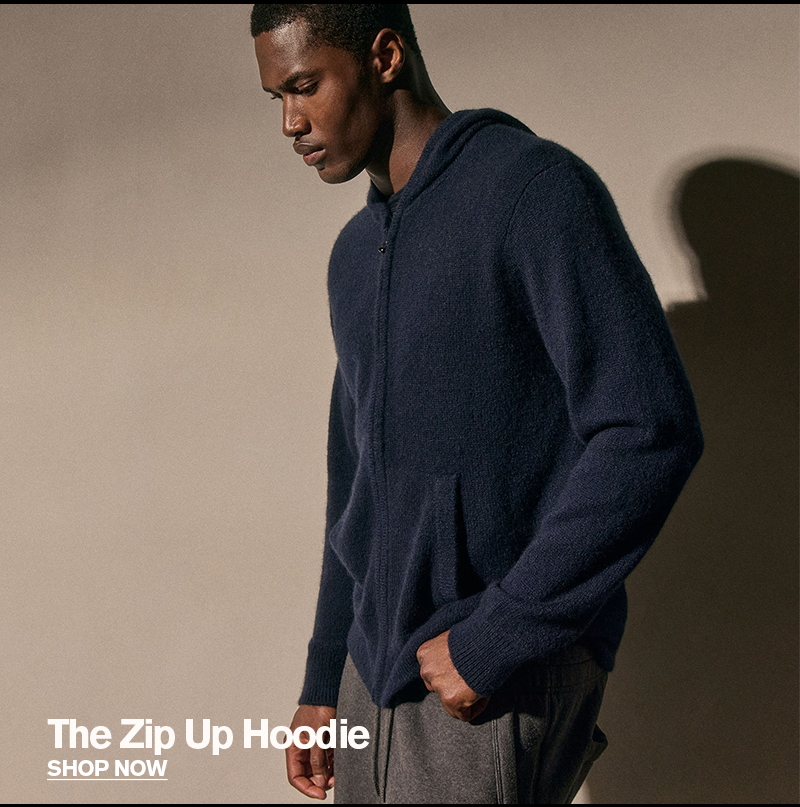 MEN'S LIGHTWEIGHT TEXTURED CASHMERE ZIP UP HOODIE