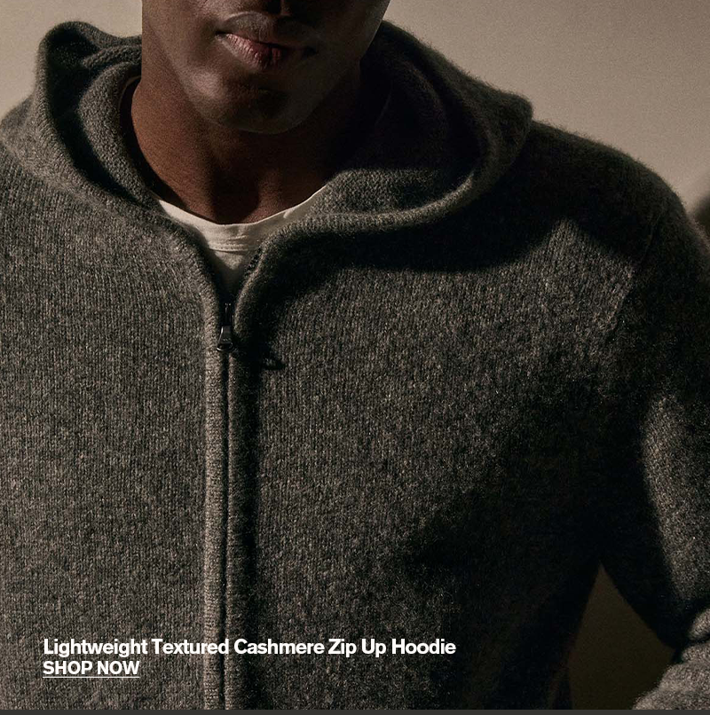 MEN'S LIGHTWEIGHT CASHMERE ZIP UP HOODIE