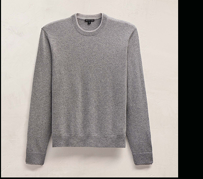 MEN'S CONTRAST TRIM CASHMERE CREW