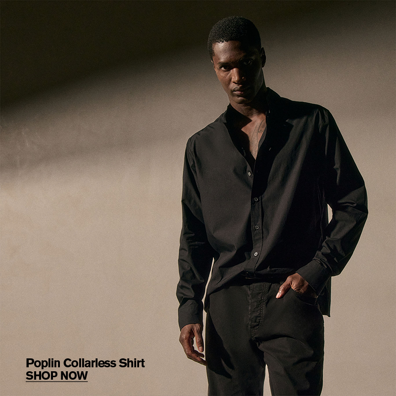 POPLIN COLLARLESS SHIRT