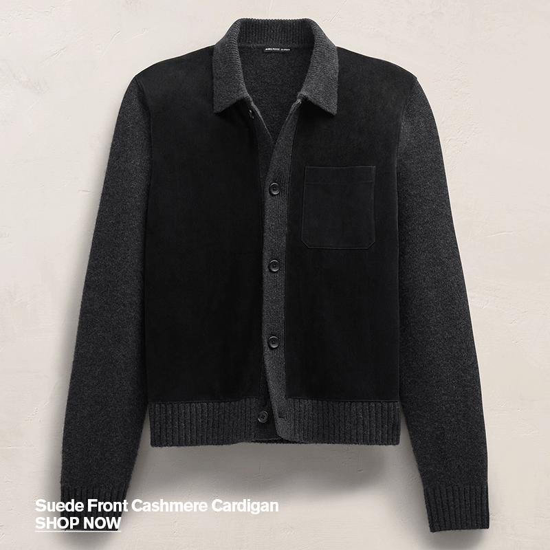 MEN'S SUEDE FRONT CASHMERE CARDIGAN MEN'S SUEDE FRONT CASHMERE CARDIGAN