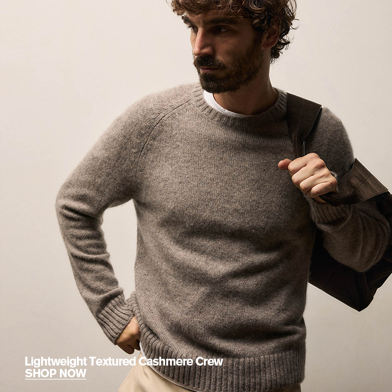 MEN'S LIGHTWEIGHT TEXTURED CASHMERE CREW MEN'S LIGHTWEIGHT TEXTURED CASHMERE CREW