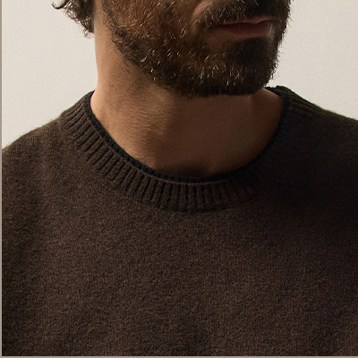 MEN'S CONTRAST TRIM CASHMERE CREW
