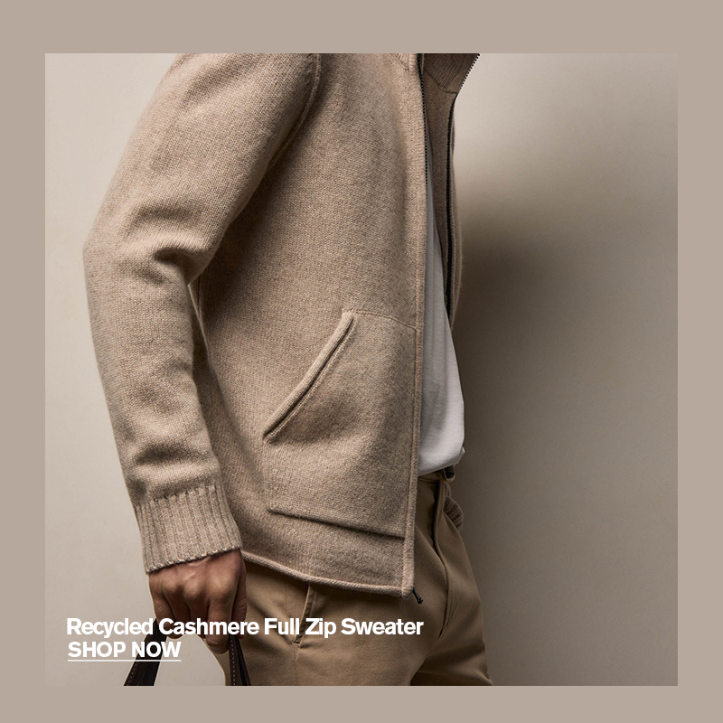 MEN'S RECYCLED CASHMERE FULL ZIP SWEATER