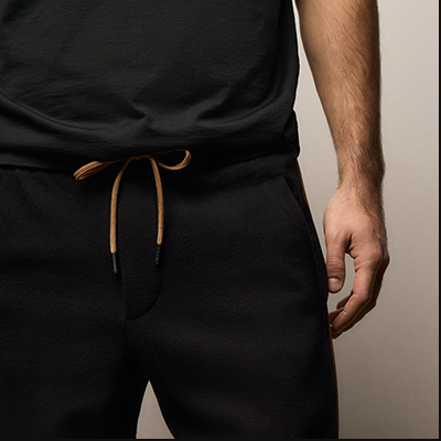MEN'S BRUSHED COTTON SUEDE PIPED TRACK PANT