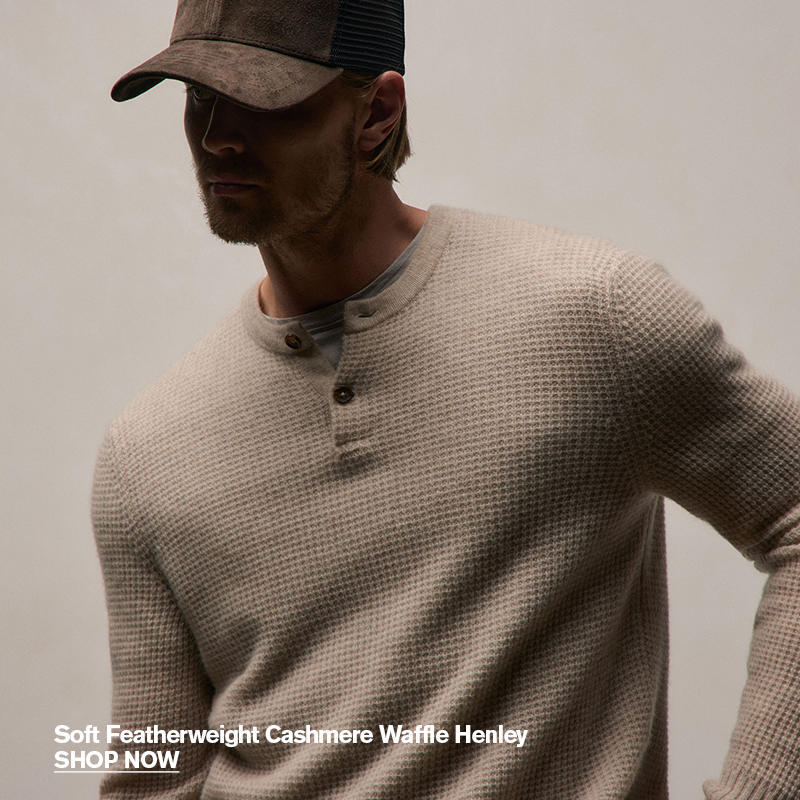 MEN'S CASHMERE WAFFLE HENLEY